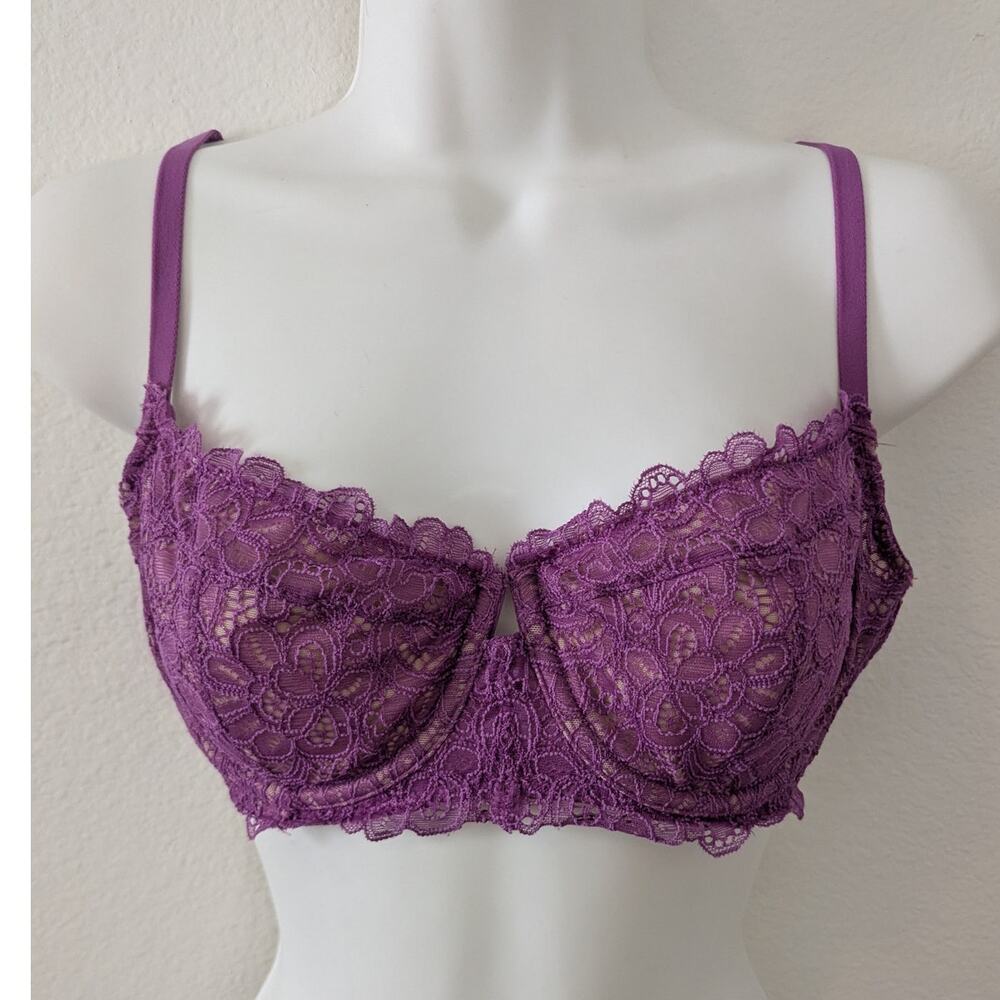 SOMA Purple Lace Unlined Balconette Bra Underwire Sz‎ 36B